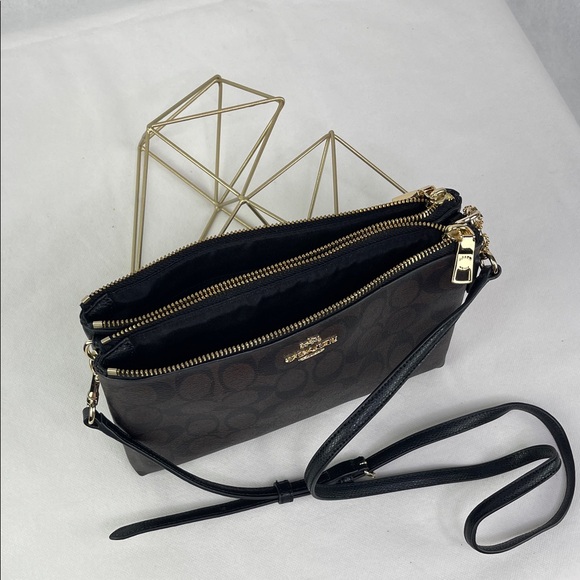 Coach Signature Brown & Black Crossbody Bag - Picture 10 of 10